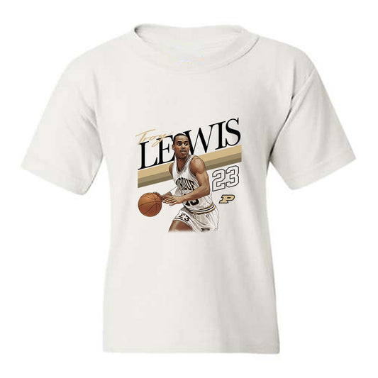 Purdue - NCAA Men's Basketball Legends : Troy Lewis - Caricature Youth T-Shirt-0