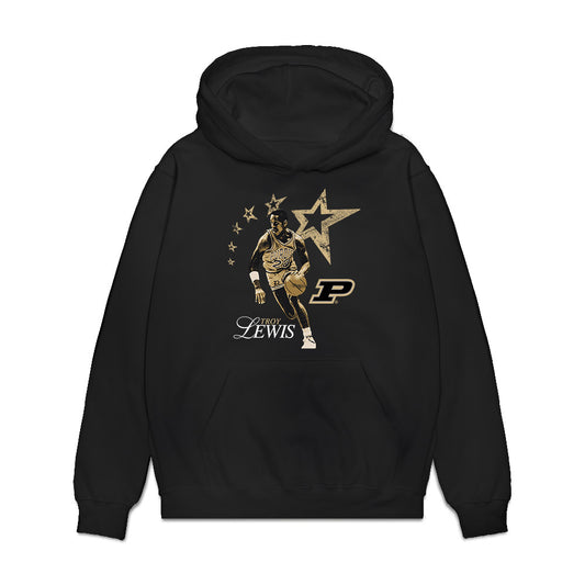 Purdue - NCAA Men's Basketball Legends : Troy Lewis - Caricature Premium Hooded Sweatshirt-0
