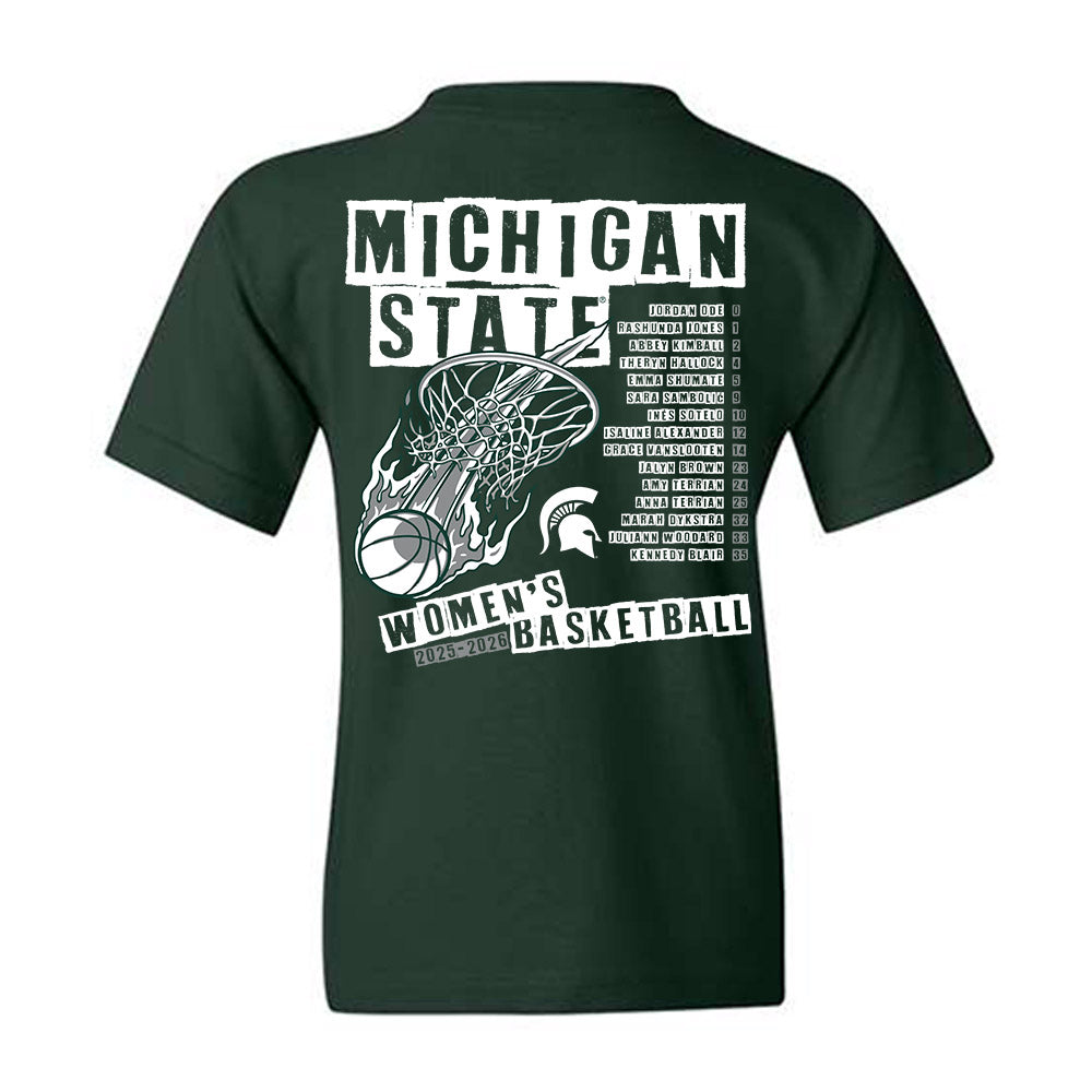 Michigan State - NCAA Women's Basketball : Roster Youth T-Shirt-1