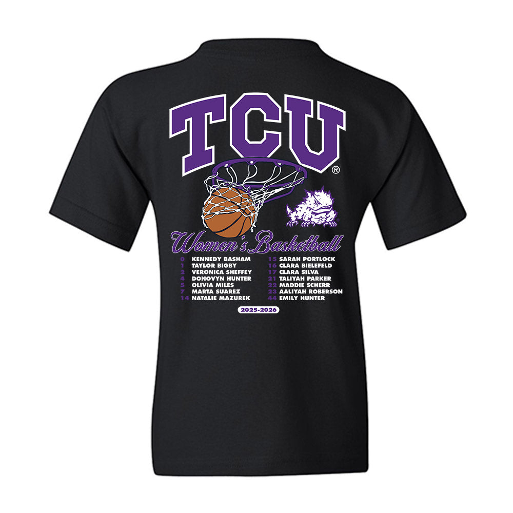 TCU - NCAA Women's Basketball : - 25-26 Roster Youth T-Shirt-1