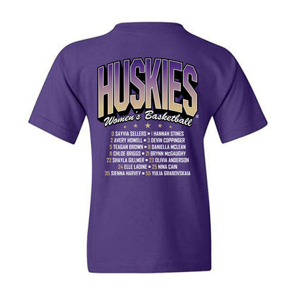 Washington - NCAA Women's Basketball : - 25-26 Roster Youth T-Shirt-1