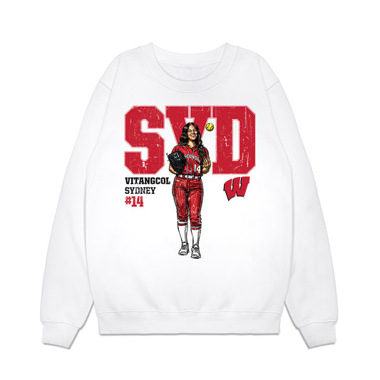 Wisconsin - NCAA Softball : Sydney Vitangcol - Caricature Premium Crewneck Sweatshirt-0