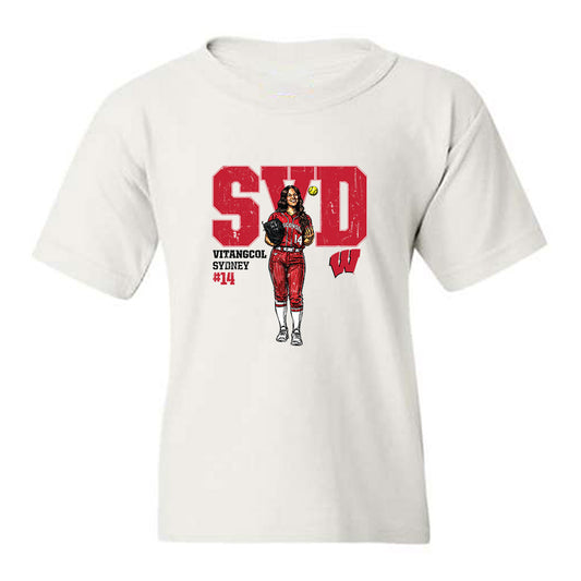 Wisconsin - NCAA Softball : Sydney Vitangcol - Caricature Youth T-Shirt-0
