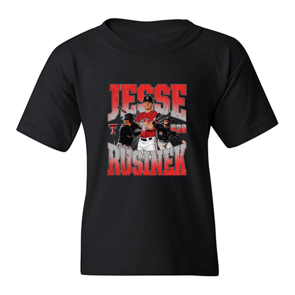 Texas Tech - NCAA Baseball : Jesse Rusinek - Collage Youth T-Shirt-0