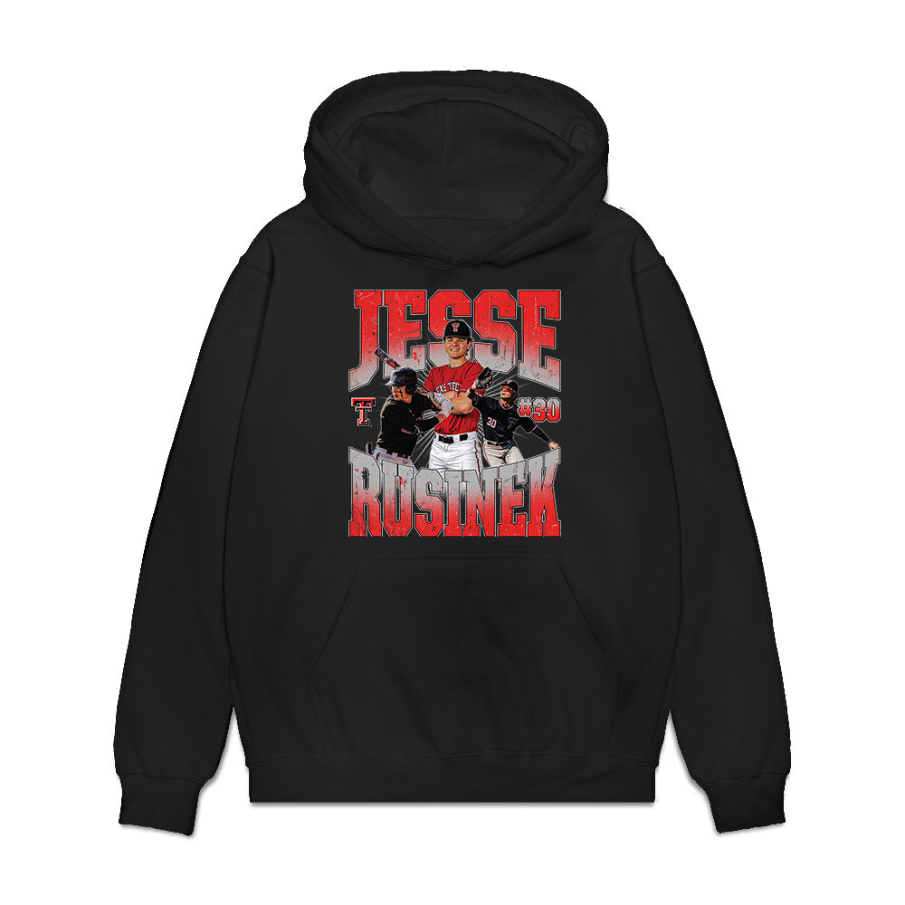 Texas Tech - NCAA Baseball : Jesse Rusinek - Collage Premium Hooded Sweatshirt-0