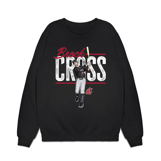 WSU - NCAA Baseball : Brock Cross - Collage Premium Crewneck Sweatshirt-0
