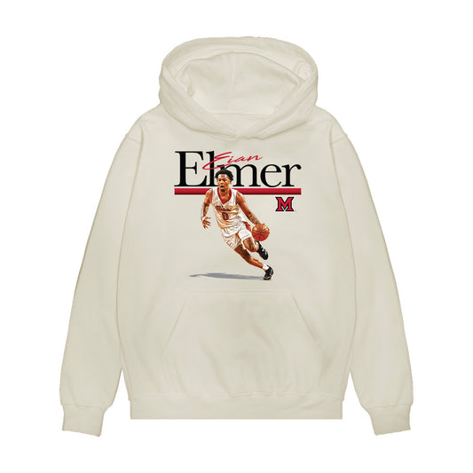 Miami of Ohio - NCAA Men's Basketball : Eian Elmer - Graphic Premium Hooded Sweatshirt-0