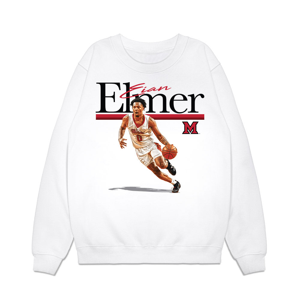 Miami of Ohio - NCAA Men's Basketball : Eian Elmer - Graphic Premium Crewneck Sweatshirt-0
