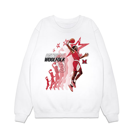 Miami of Ohio - NCAA Men's Basketball : Antwone Woolfolk - Graphic Premium Crewneck Sweatshirt-0