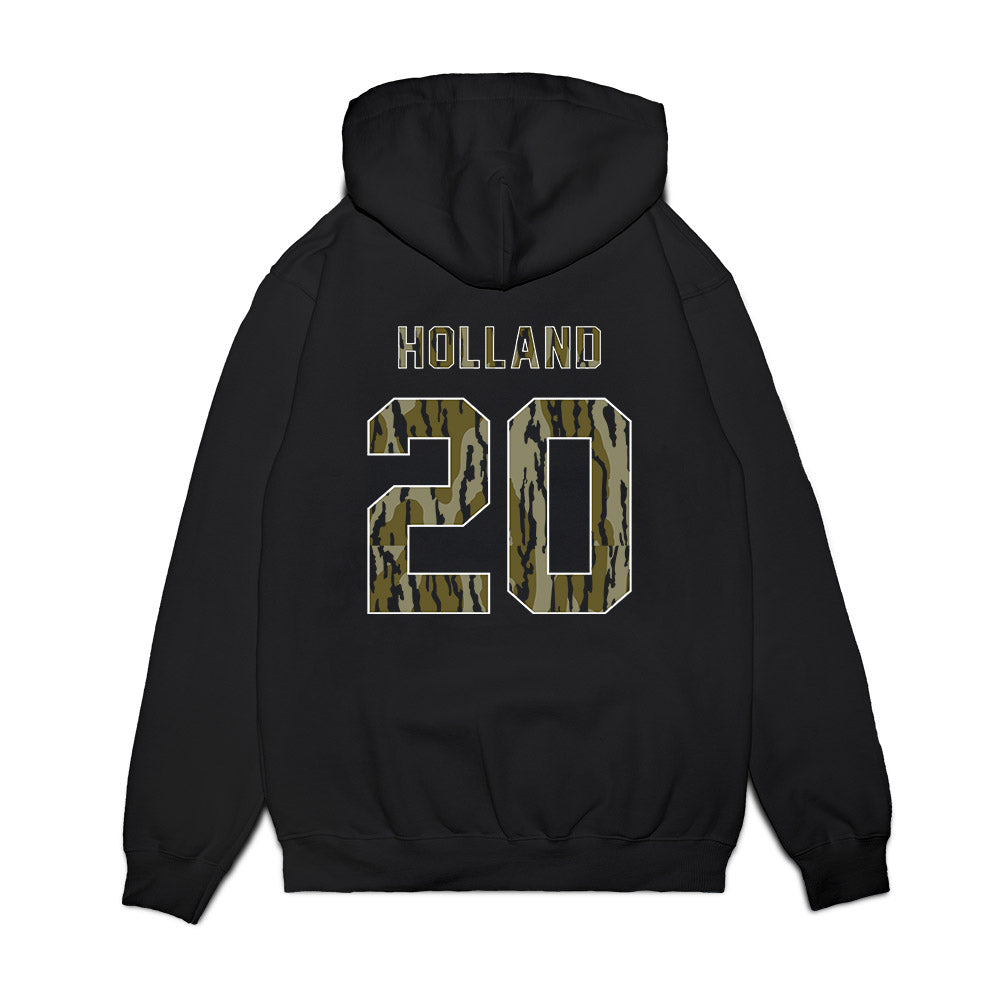 Arkansas - NCAA Baseball : Max Holland - Camo Shersey Premium Hooded Sweatshirt-1