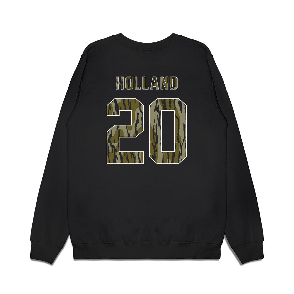 Arkansas - NCAA Baseball : Max Holland - Camo Shersey Premium Crewneck Sweatshirt-1