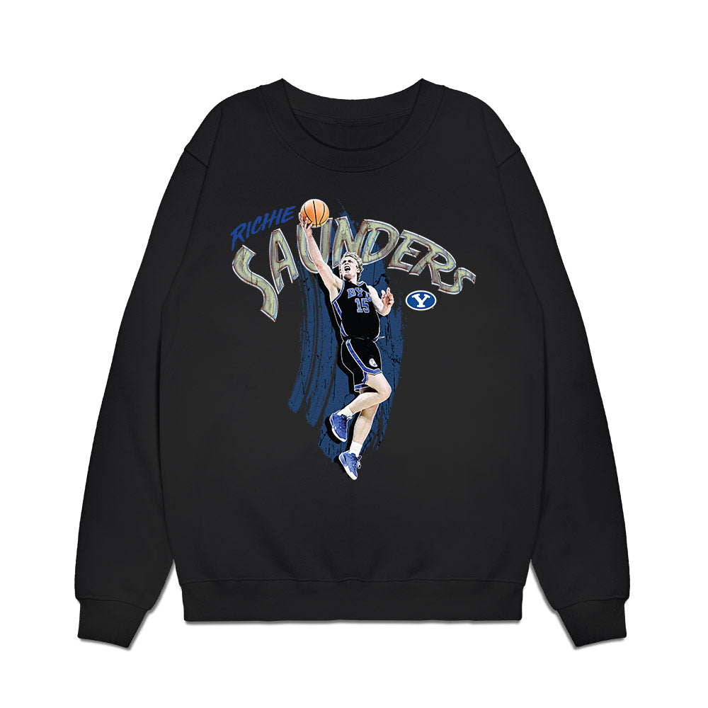 BYU - NCAA Mens Basketball : Richie Saunders - Collage Premium Crewneck Sweatshirt-0