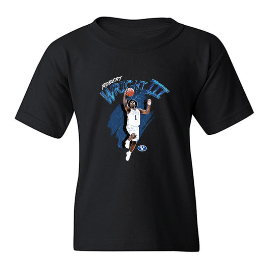 BYU - NCAA Men's Basketball : Robert Wright III - Collage Youth T-Shirt-0