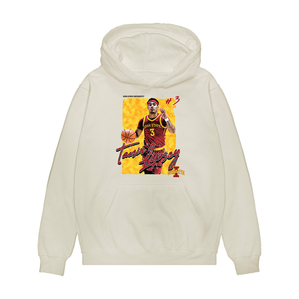 Iowa State - NCAA Men's Basketball : Tamin Lipsey - Card Inspired Premium Hooded Sweatshirt-0
