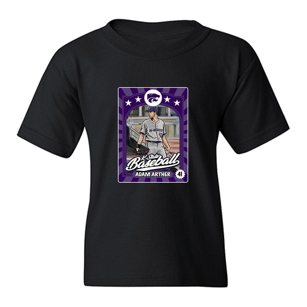 Kansas State - NCAA Baseball : Adam Arther - Card Inspired Youth T-Shirt-0