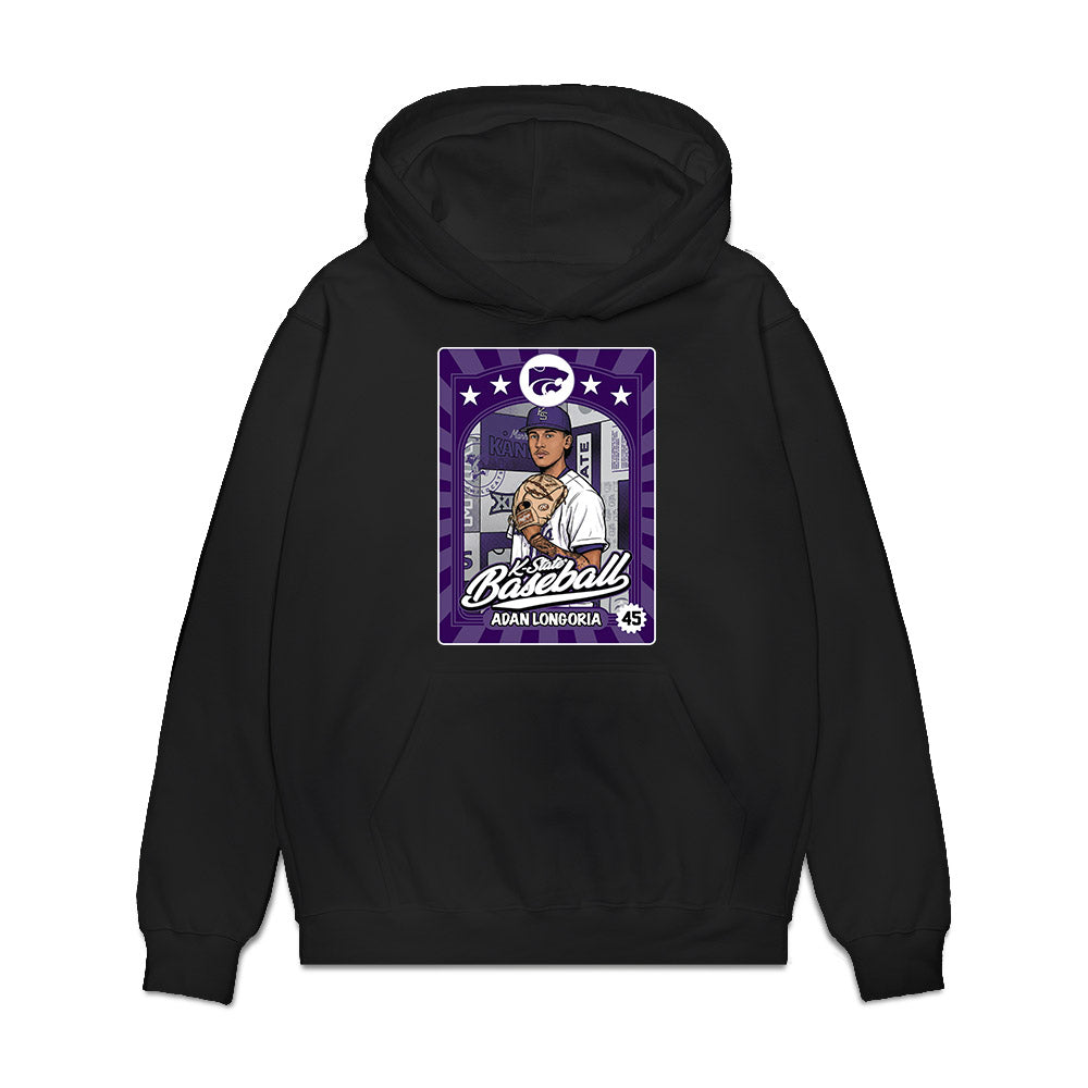 Kansas State - NCAA Baseball : Adan Longoria - Card Inspired Premium Hooded Sweatshirt-0