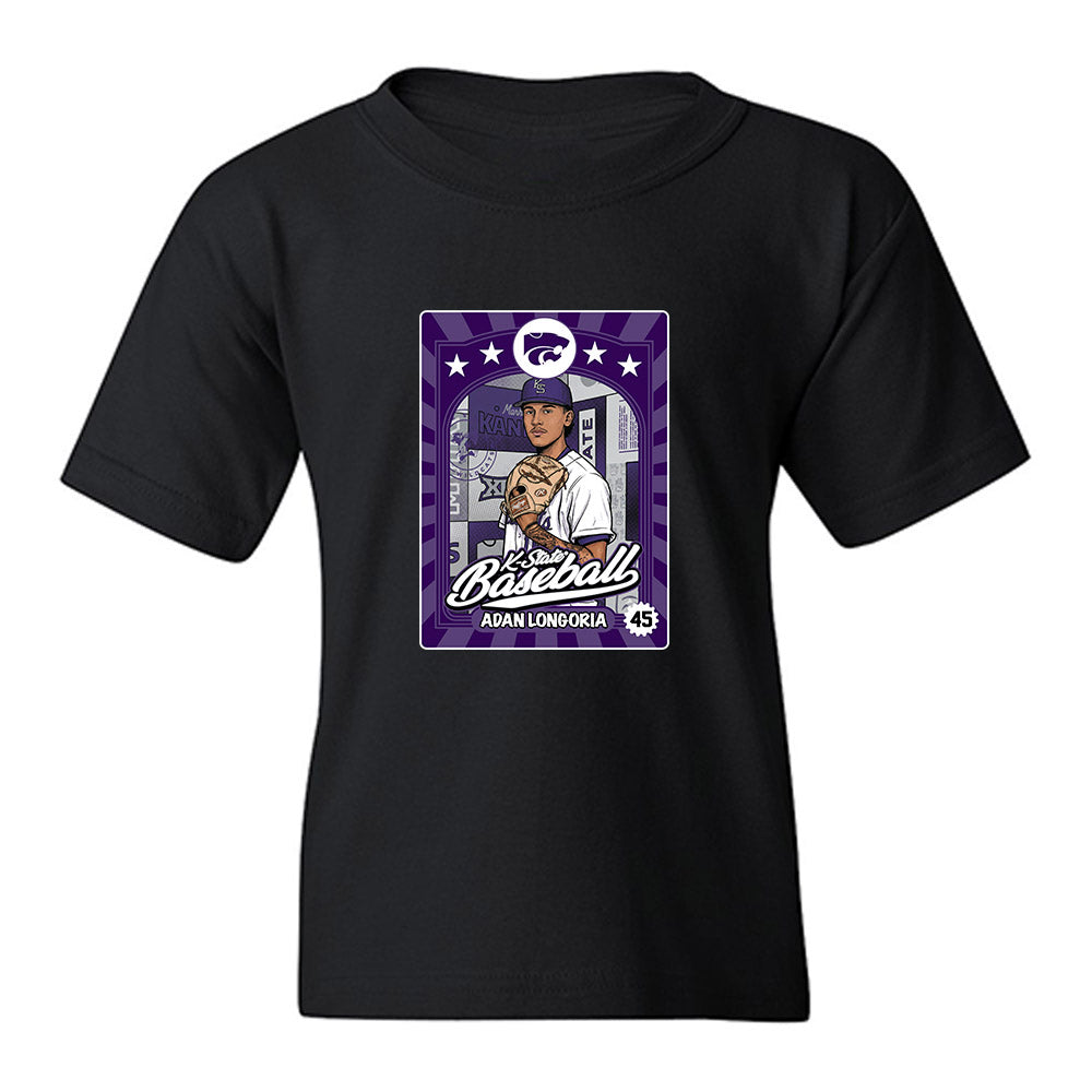 Kansas State - NCAA Baseball : Adan Longoria - Card Inspired Youth T-Shirt-0