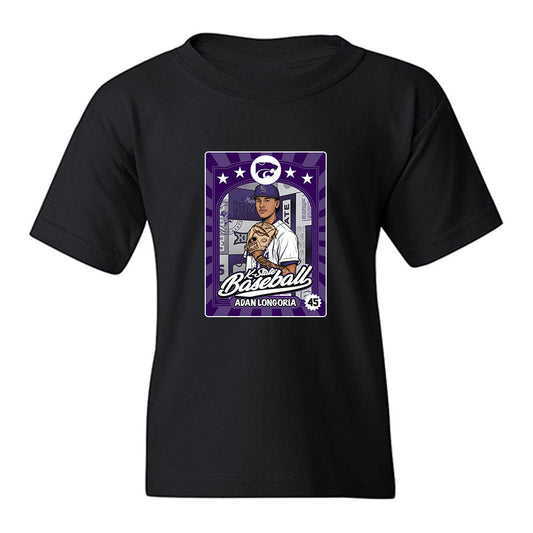 Kansas State - NCAA Baseball : Adan Longoria - Card Inspired Youth T-Shirt-0