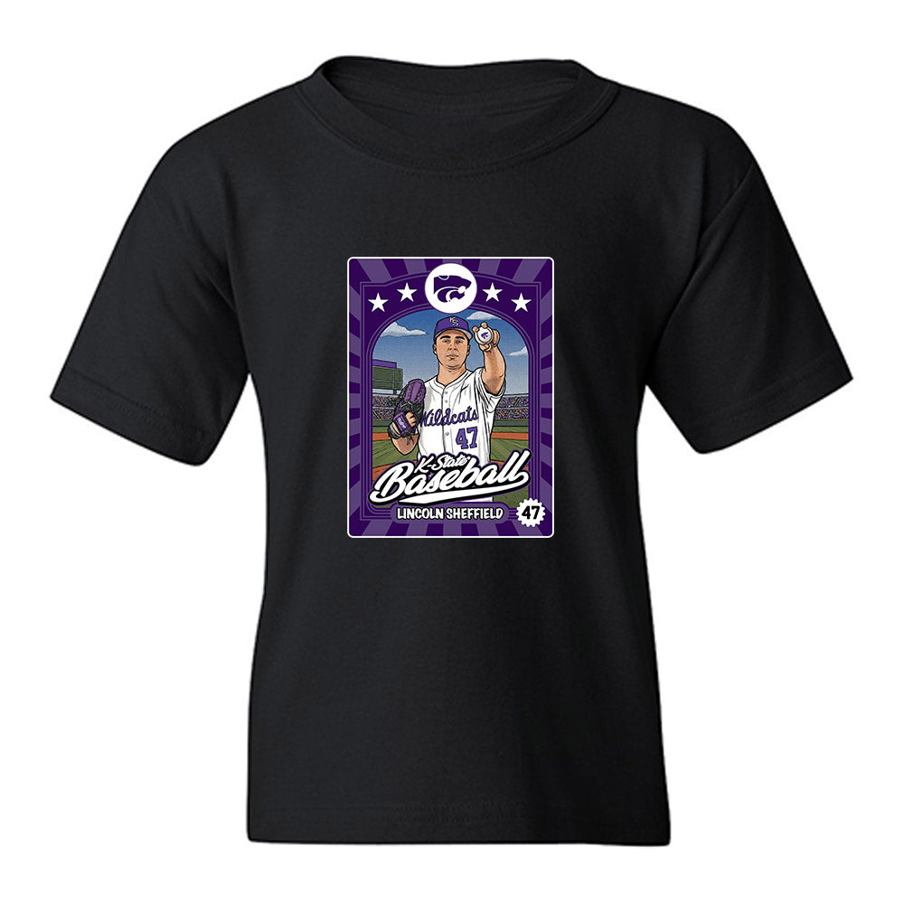 Kansas State - NCAA Baseball : Lincoln Sheffield - Card Inspired Youth T-Shirt-0