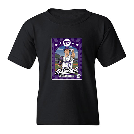 Kansas State - NCAA Baseball : Lincoln Sheffield - Card Inspired Youth T-Shirt-0