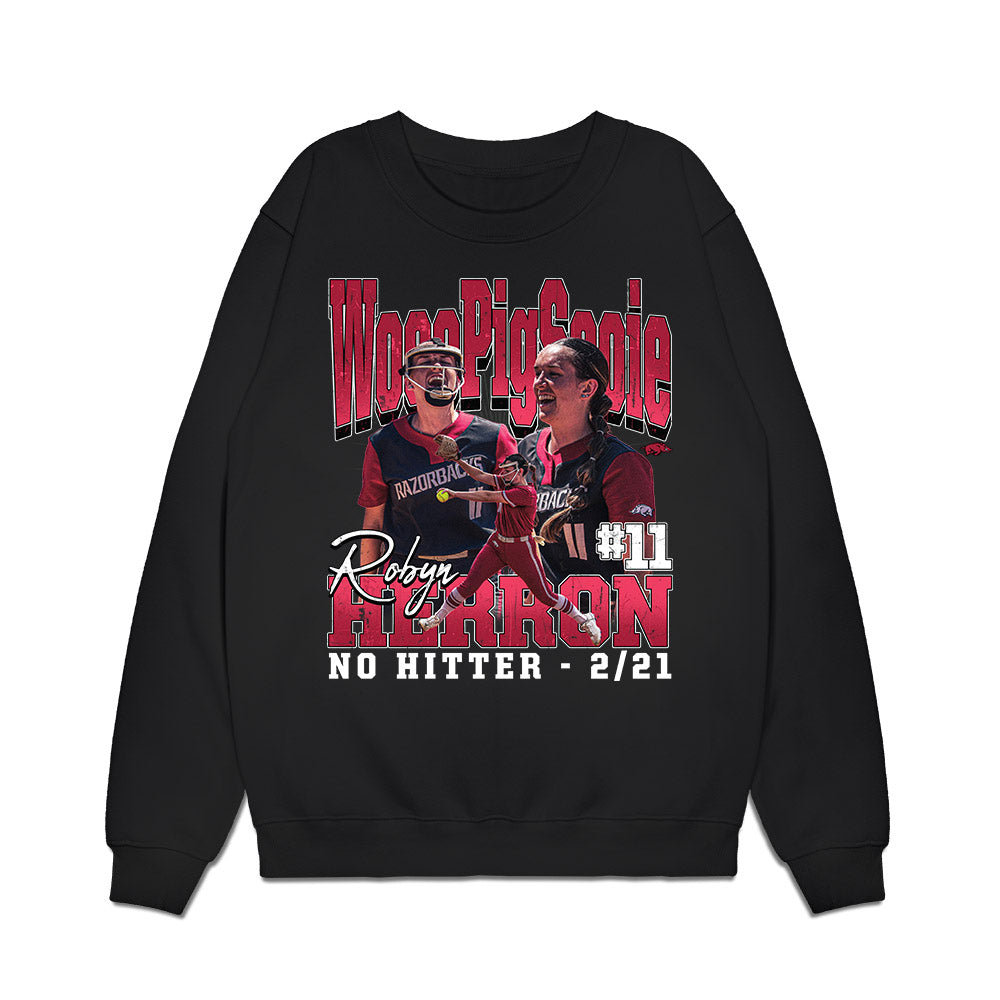 Arkansas - NCAA Softball : Robyn Herron - No Hitter Premium Crewneck Sweatshirt-0