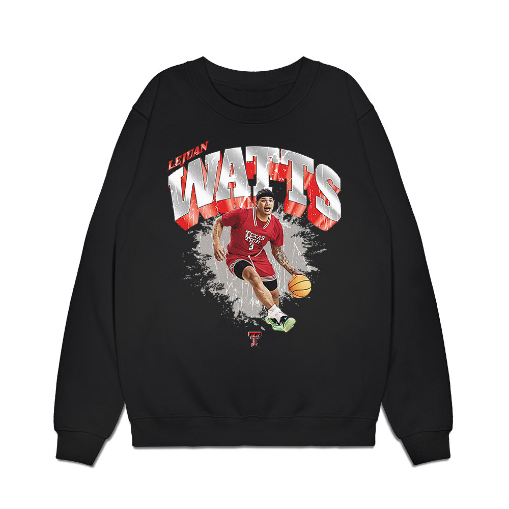 Texas Tech - NCAA Men's Basketball : Lejuan Watts - Collage Premium Crewneck Sweatshirt-0