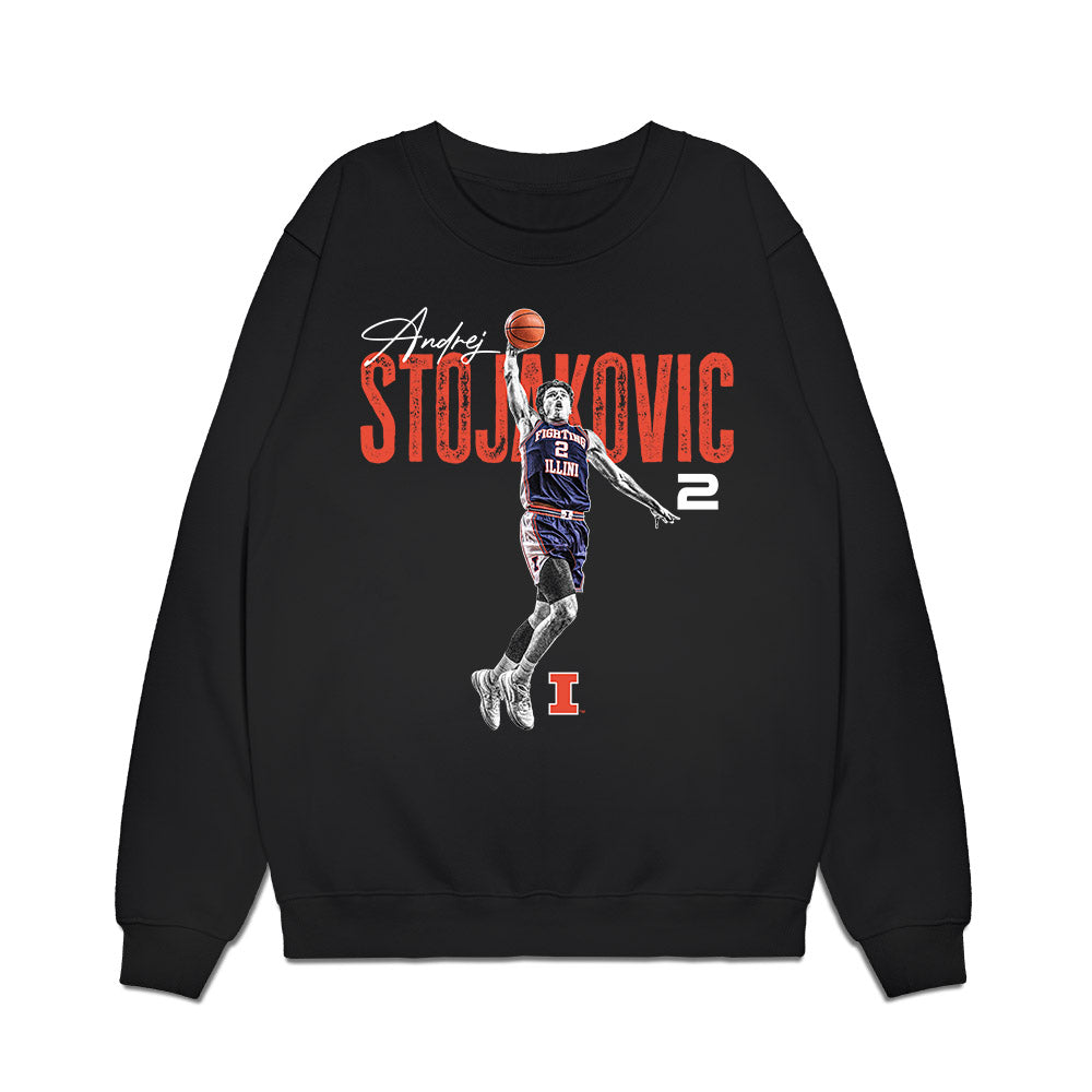 Illinois - NCAA Men's Basketball : Andrej Stojakovic - Collage Premium Crewneck Sweatshirt-0