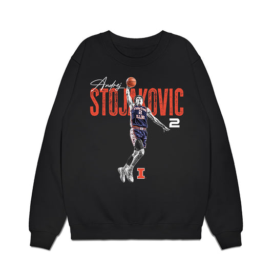 Illinois - NCAA Men's Basketball : Andrej Stojakovic - Collage Premium Crewneck Sweatshirt-0