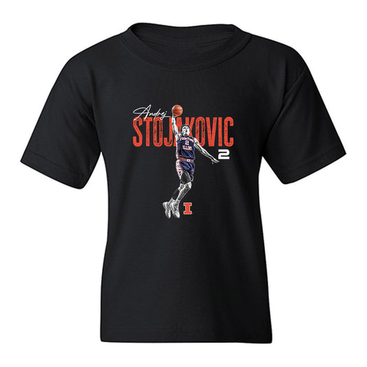Illinois - NCAA Men's Basketball : Andrej Stojakovic - Collage Youth T-Shirt-0
