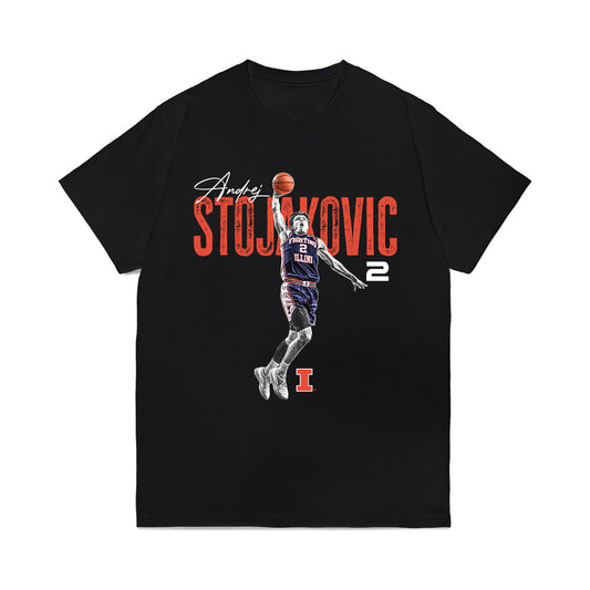 Illinois - NCAA Men's Basketball : Andrej Stojakovic - Collage Comfort Colors T-Shirt-0