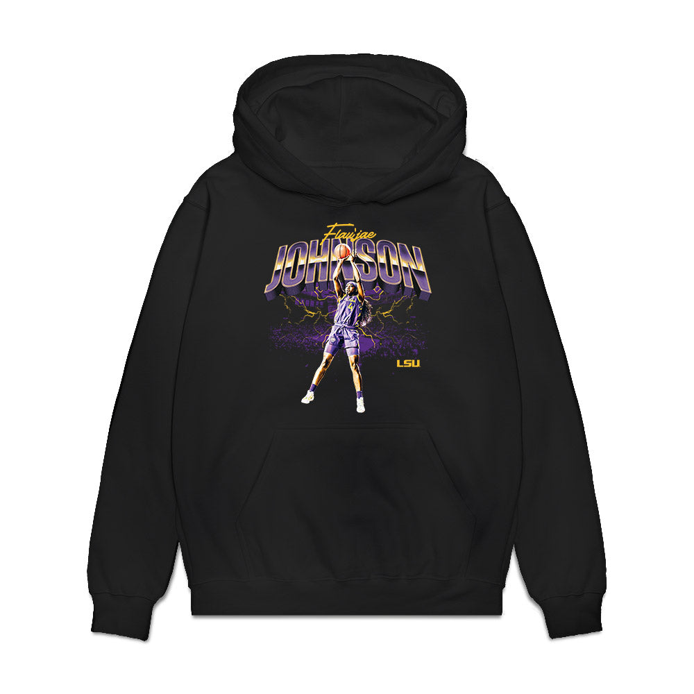 LSU - NCAA Women's Basketball : Flaujae Johnson - Graphic Premium Hooded Sweatshirt-0
