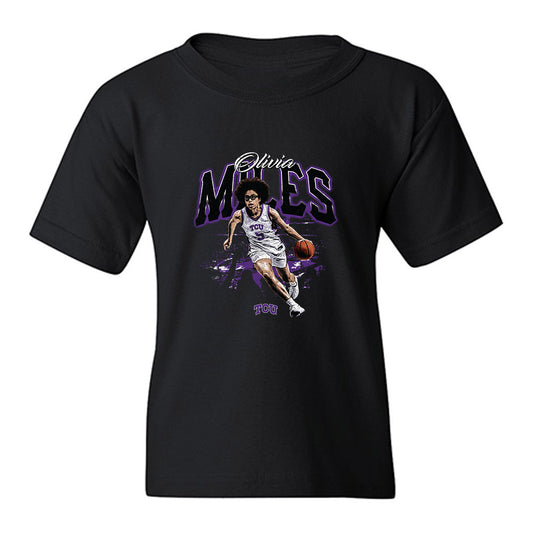 TCU - NCAA Women's Basketball : Olivia Miles - Collage Youth T-Shirt-0