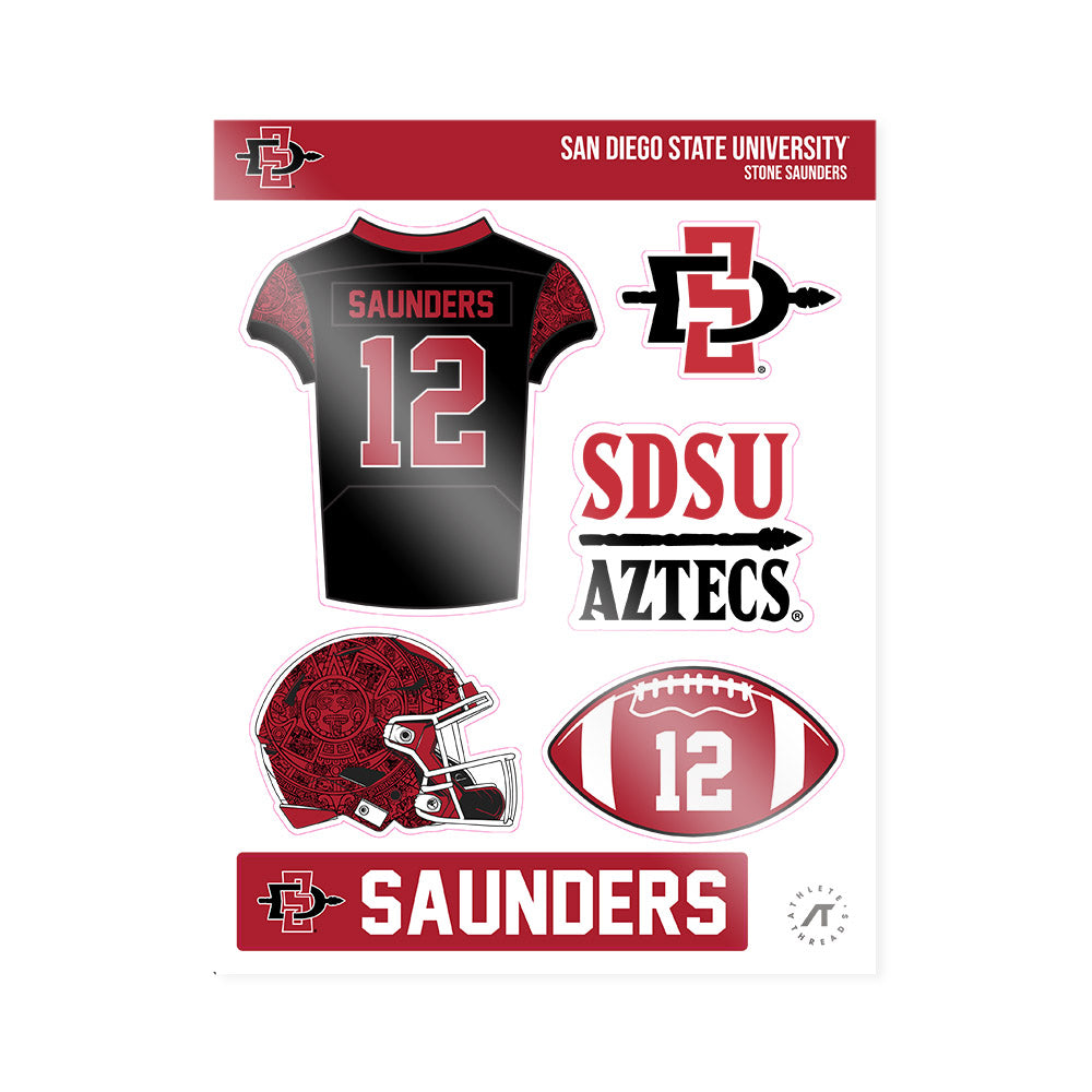 SDSU - NCAA Football : Stone Saunders - Sticker Sheet-0