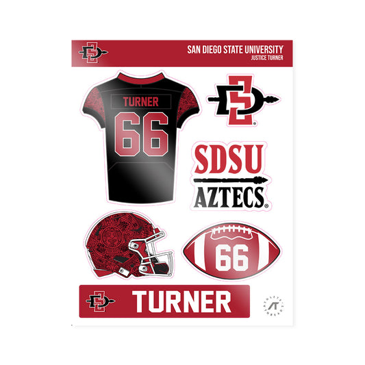 SDSU - NCAA Football : Justice Turner - Sticker Sheet-0