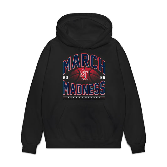 St. Johns - NCAA Men's Basketball : Lefteris Liotopoulos - NCAA® March Madness® 2026 Premium Hooded Sweatshirt-0