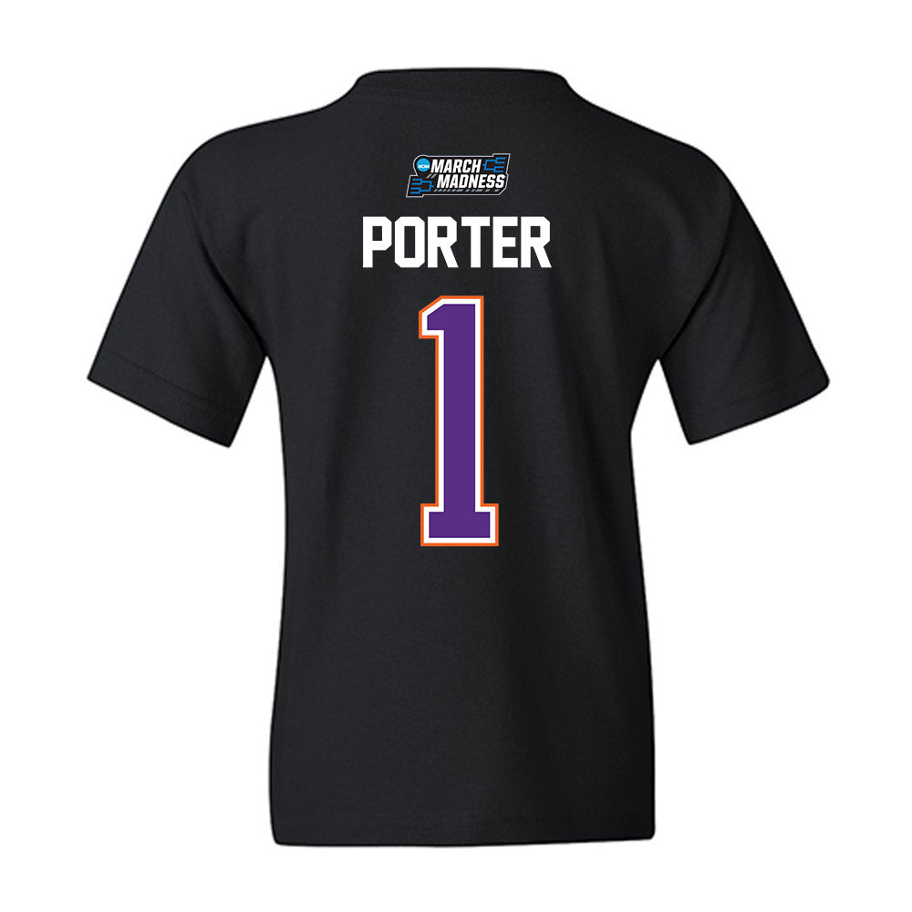 Clemson - NCAA Men's Basketball : Jestin Porter - NCAA® March Madness® 2026 Youth T-Shirt-1