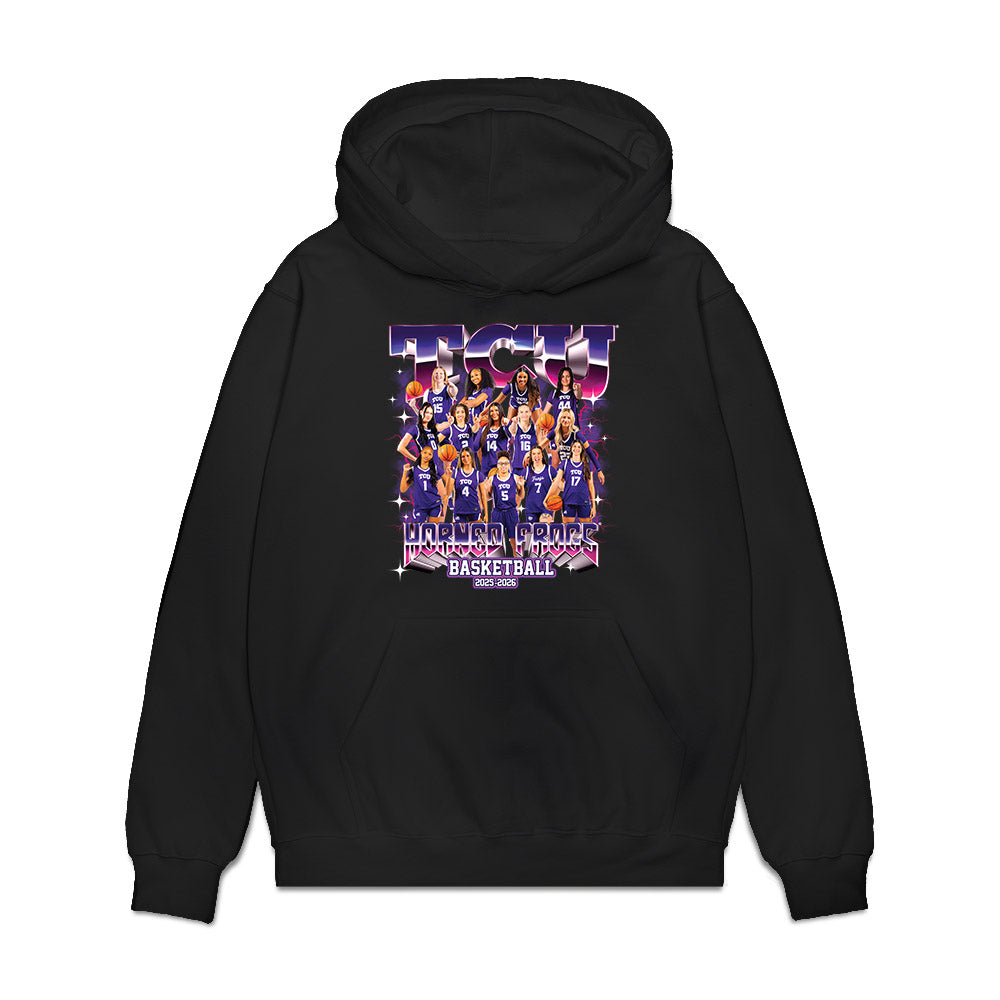 TCU - NCAA Women's Basketball : - Team Collage Premium Hooded Sweatshirt-0