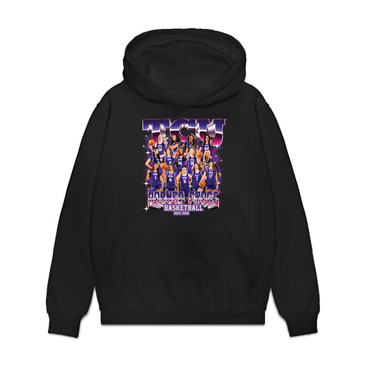 TCU - NCAA Women's Basketball : - Team Collage Premium Hooded Sweatshirt-0