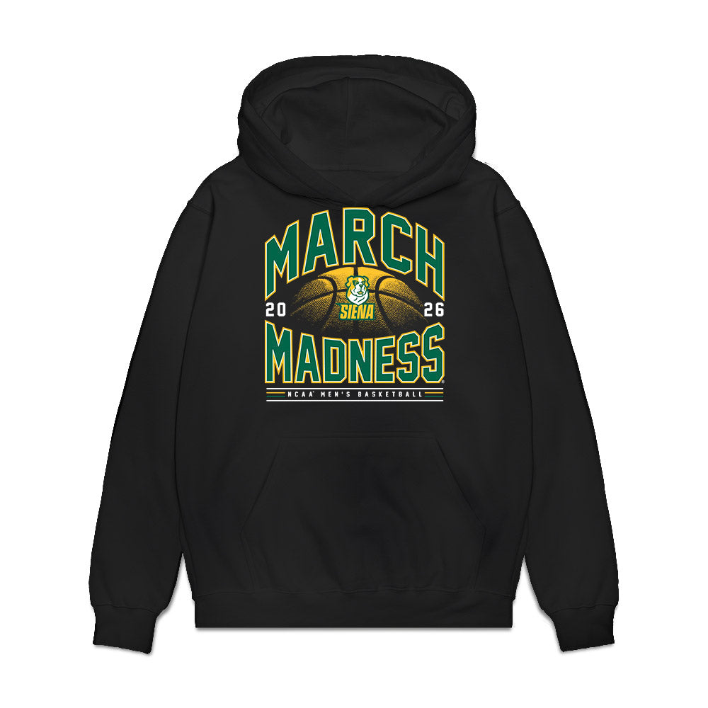 Siena - NCAA Men's Basketball : Reid Ducharme - NCAA® March Madness® 2026 Premium Hooded Sweatshirt-0