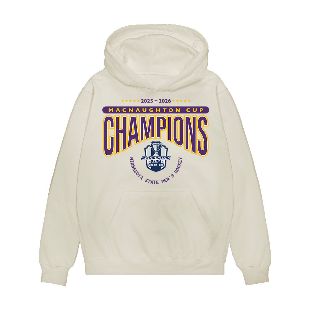 Minn. St. - NCAA Men's Ice Hockey : - 10x McNaughton Cup Champions Roster Premium Hooded Sweatshirt-0