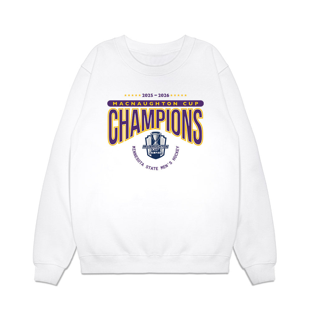 Minn. St. - NCAA Men's Ice Hockey : - 10x McNaughton Cup Champions Roster Premium Crewneck Sweatshirt-0