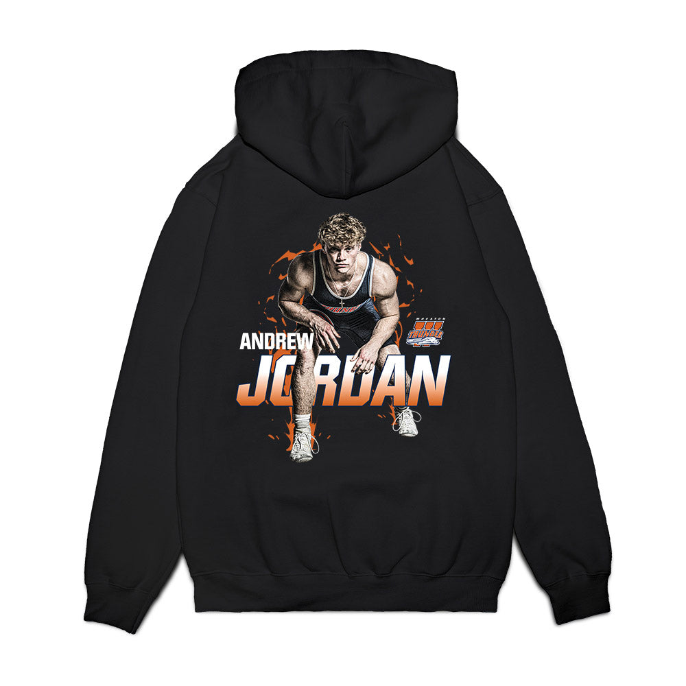 Wheaton IL - NCAA Wrestling : Andrew Jordan - Collage Premium Hooded Sweatshirt-1