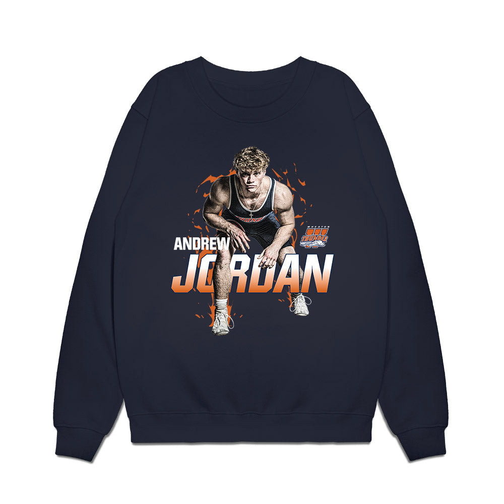 Wheaton IL - NCAA Wrestling : Andrew Jordan - Collage Premium Crewneck Sweatshirt-0