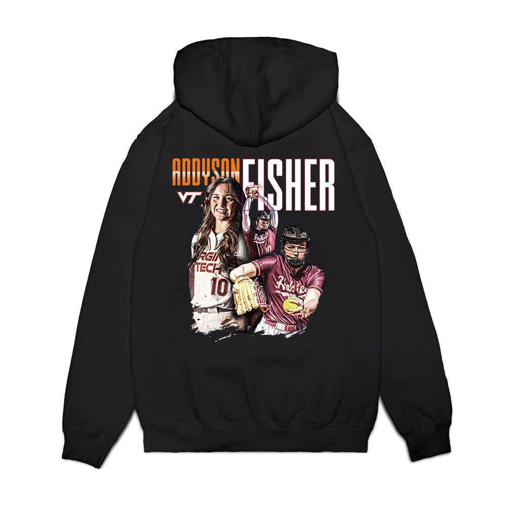 Virginia Tech - NCAA Softball : Addyson Fisher - Collage Premium Hooded Sweatshirt-1