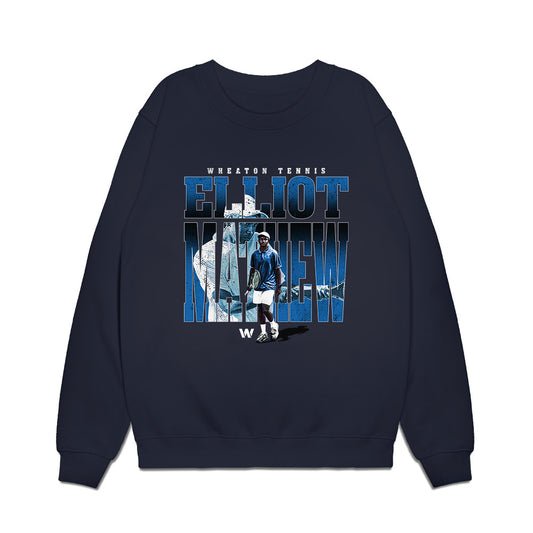 - Wheaton College (Massachusetts) - NCAA Mens Tennis : Elliot Mathew - Collage Premium Crewneck Sweatshirt-0