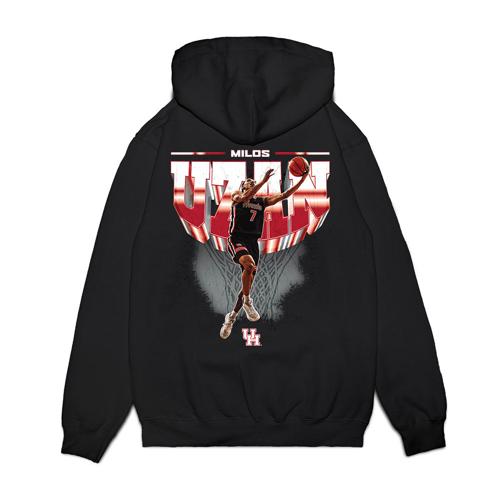 Houston - NCAA Men's Basketball : Milos Uzan - Collage Premium Hooded Sweatshirt-1
