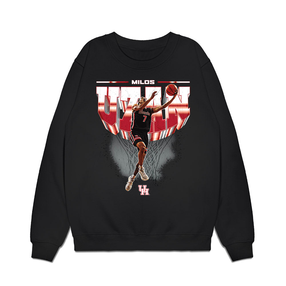 Houston - NCAA Men's Basketball : Milos Uzan - Collage Premium Crewneck Sweatshirt-0