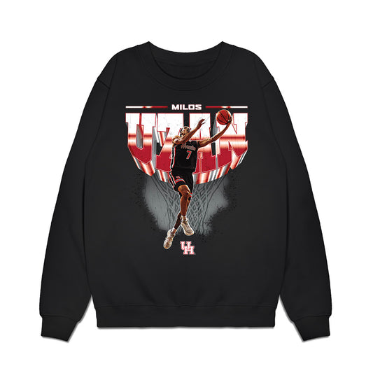 Houston - NCAA Men's Basketball : Milos Uzan - Collage Premium Crewneck Sweatshirt-0