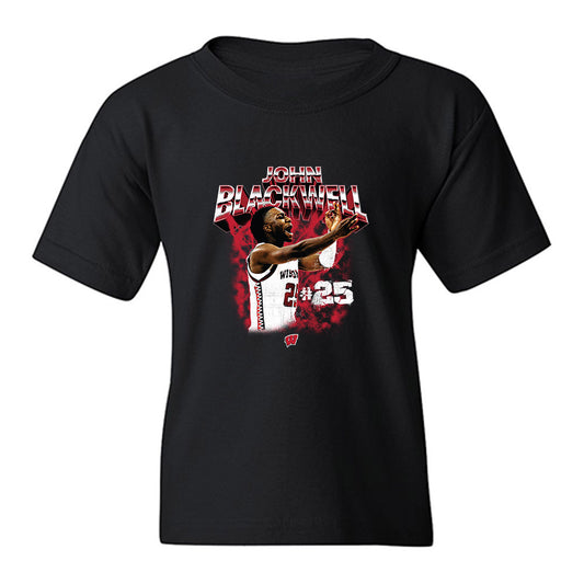 Wisconsin - NCAA Men's Basketball : John Blackwell - Collage Youth T-Shirt-0