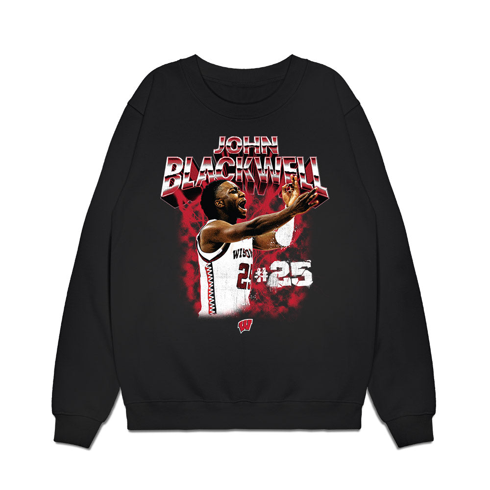 Wisconsin - NCAA Men's Basketball : John Blackwell - Collage Premium Crewneck Sweatshirt-0